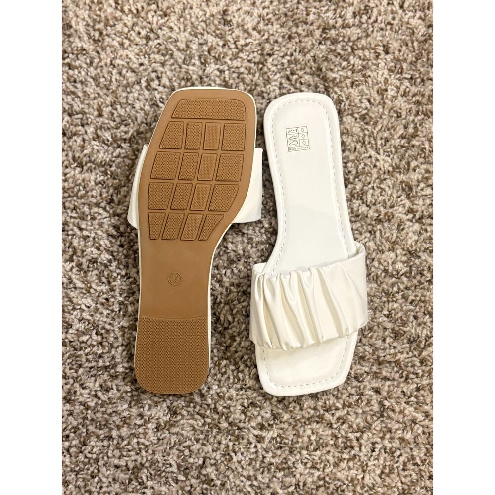 White Ruched Sandals - Picture 2 of 5